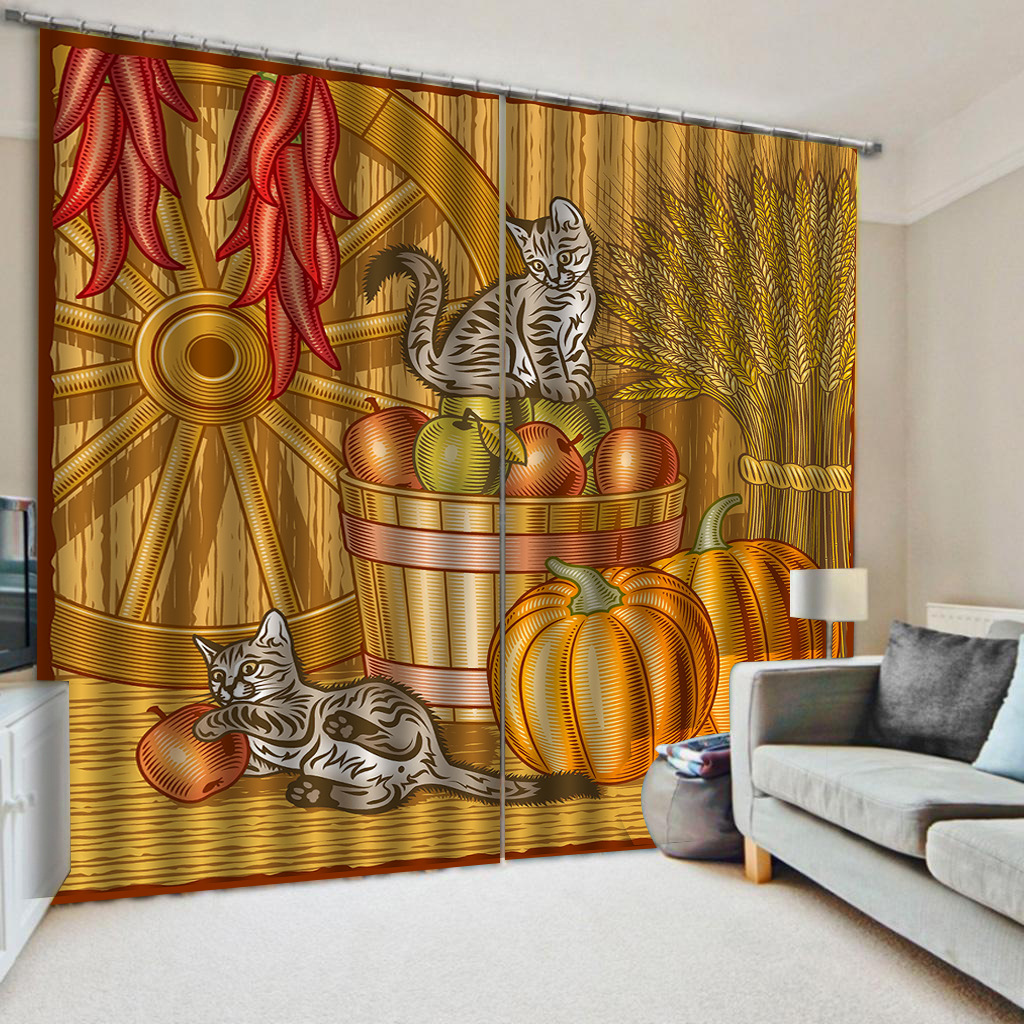 寝室のリビングルームフック用のカスタムゴールドカーテン窓カーテン装飾ポリエステル生地フック付き防水