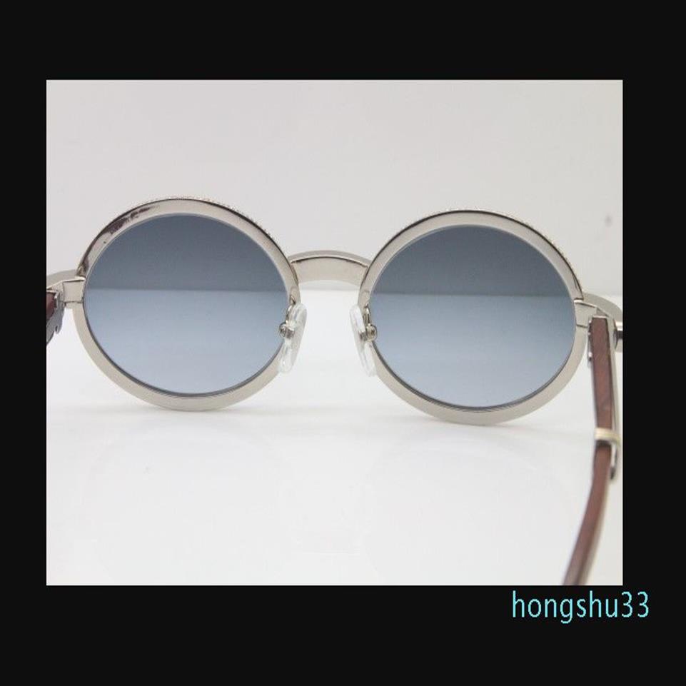 Lunettes de bonne qualité en or 18 carats Vintage bois 7550178 lunettes de soleil rondes Vintage unisexe haut de gamme lunettes de diamant limitée C décoration g239N