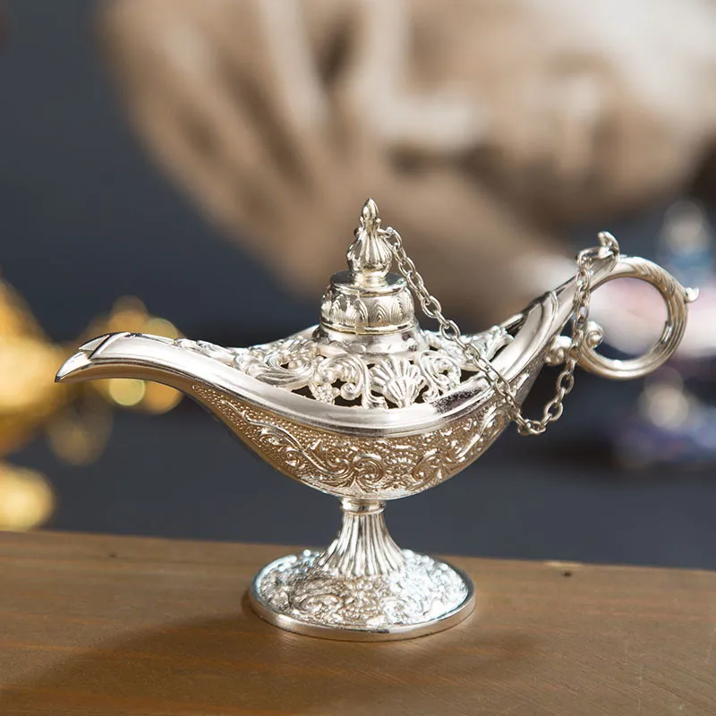 Novelty Items Fairy Tale Aladdin Magic Lamp Vintage Censer Creative Metal Aroma Burner Incense Burners Christmas Gift Wedding Gifts