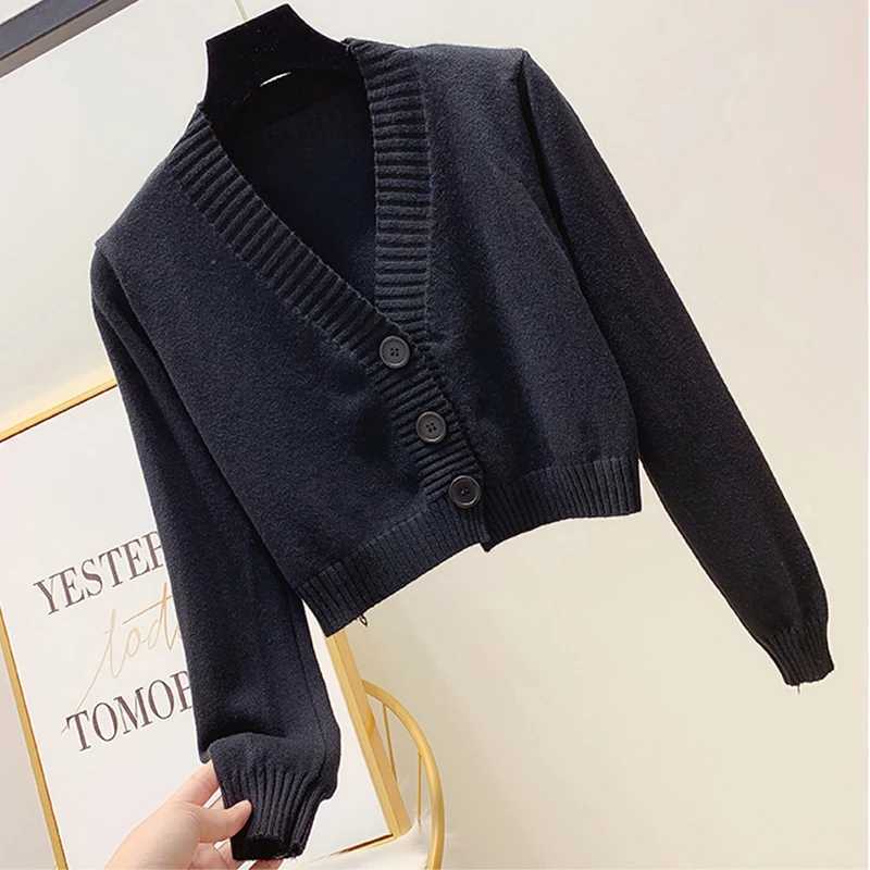 Women's Sweaters Autumn Female Cardigan Long Flare Sleeve Short Sweater Summer Women Ribbed Knitted Cotton Tops 3/5 Buttons Soft Thin OutwearL231213