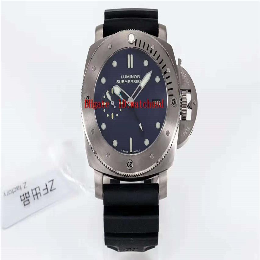 ZF Factory Submersible Mens Watches PAM371 Wristwatch Titanium Sport Watch Luminous Watches Sapphire Waterproof P9001 Automatisk ME297K