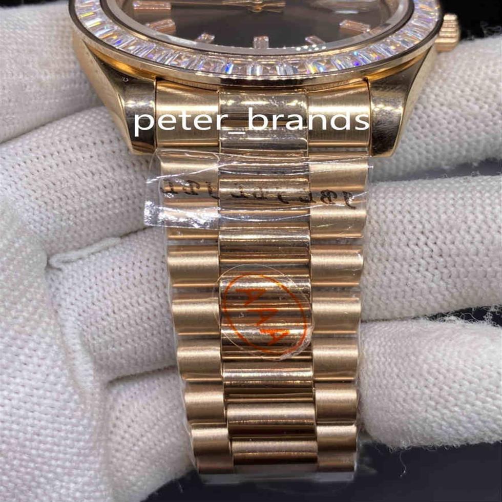 أزياء Baguettes Diamond Nate Watch Date Mostical Meenical Mens Watch Rose Gold Gold Stainless Steel Men's Sport Wrist Wat2551