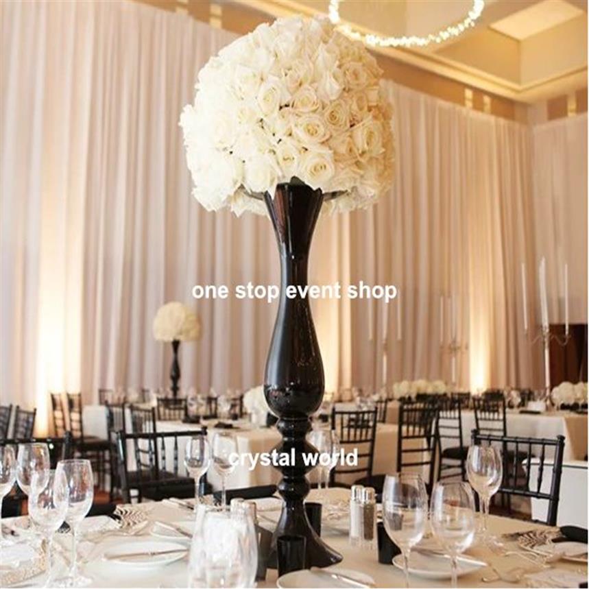 Новейшее качество, черный декор стола в форме трубы 11 ваза для свадебных центральных элементов, свадебная ваза 266d