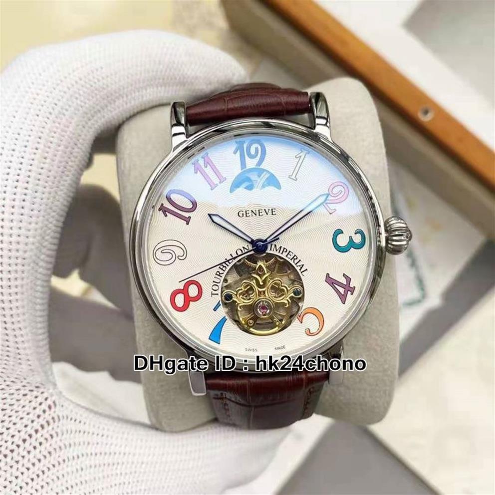 2021 RONDE 7002 T Col Drm D Tourbillon Automatyczna męska zegarek 42 mm White Dial stalowa obudowa skórzana pasek mody GENTS 227a