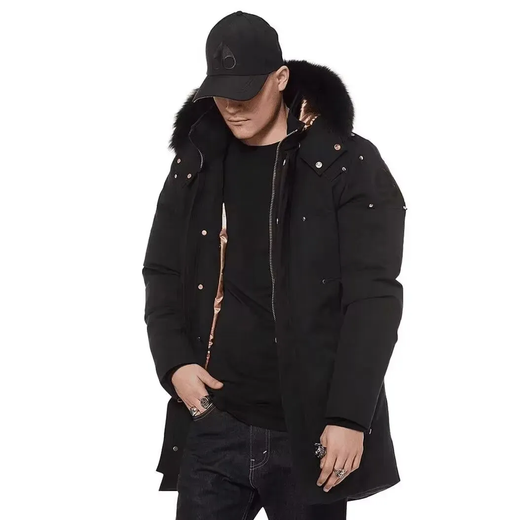 Mooses Hooded winter jacket for men coat long fur collar jacket man clothing woman knee thick parka warm women`s knuckles Down Jackets