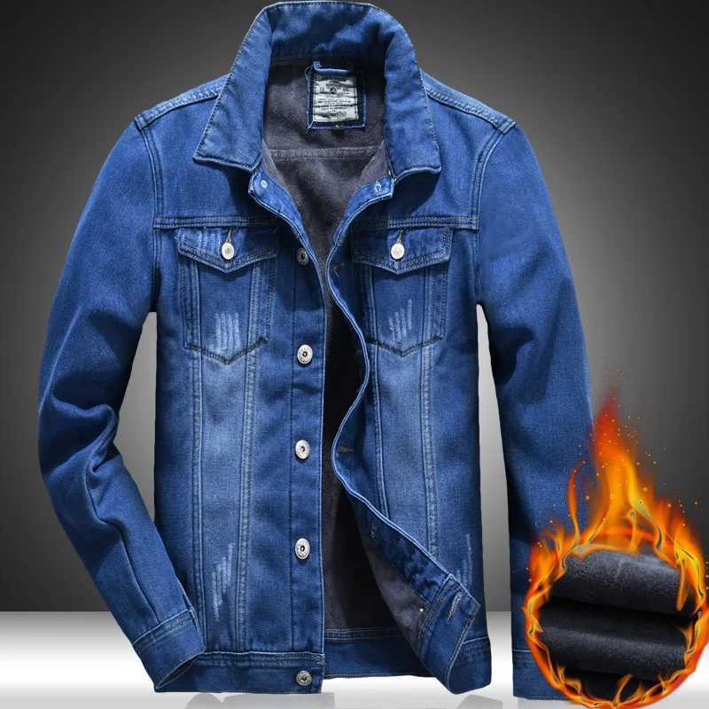 Men's Jackets Men's Winter Thick Warm Denim Jacket Fleece Inner Outwear Coats Fashion Classic Slim Biker Jeans Jacket Male Brand ClothingL231026