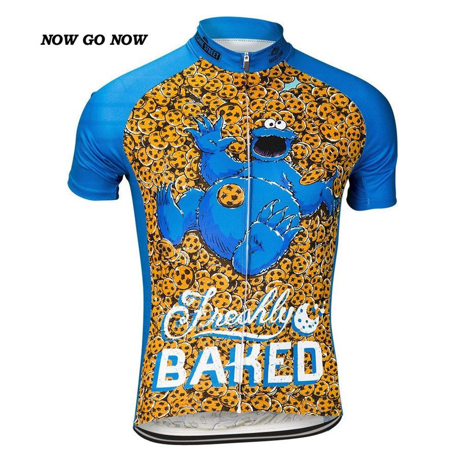 Nowgonow Whole Men Cartoon 2017 Cycling Jersey Tops Clothing Bike Wear Mix Color Cartoon 10 Style volledige ritssluiting Cool grappig C2948