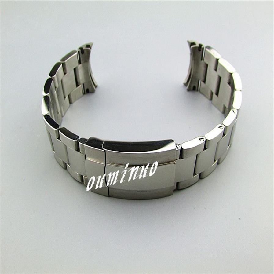 20mm nouveau pur solide 316L extrémité incurvée en acier inoxydable argent poli brossé fini Bracelets de montre Bracelets pour SOLEX watch2769