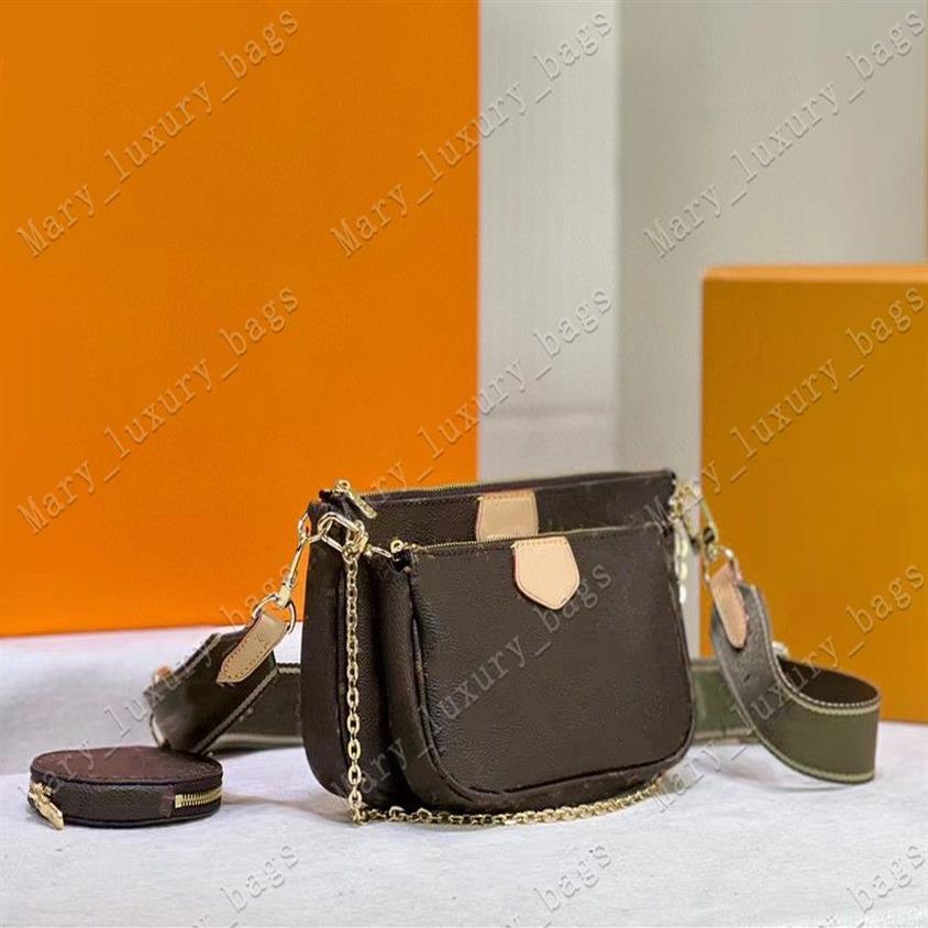 Designer Wallet 3 In 1 Brand Bag Fashion 44823 Tote Quality High Cross-body Chain Tas Brown Classic Shell249V