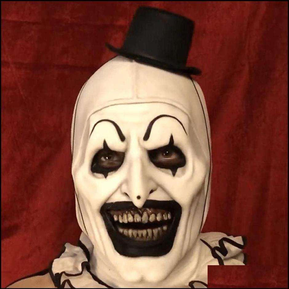 Decorazione feste joker lattice maschera Terrificatore arte The Clown Cosplay maschere horror fl fa faccia casco di halloween costumi accessori zlnewho202a