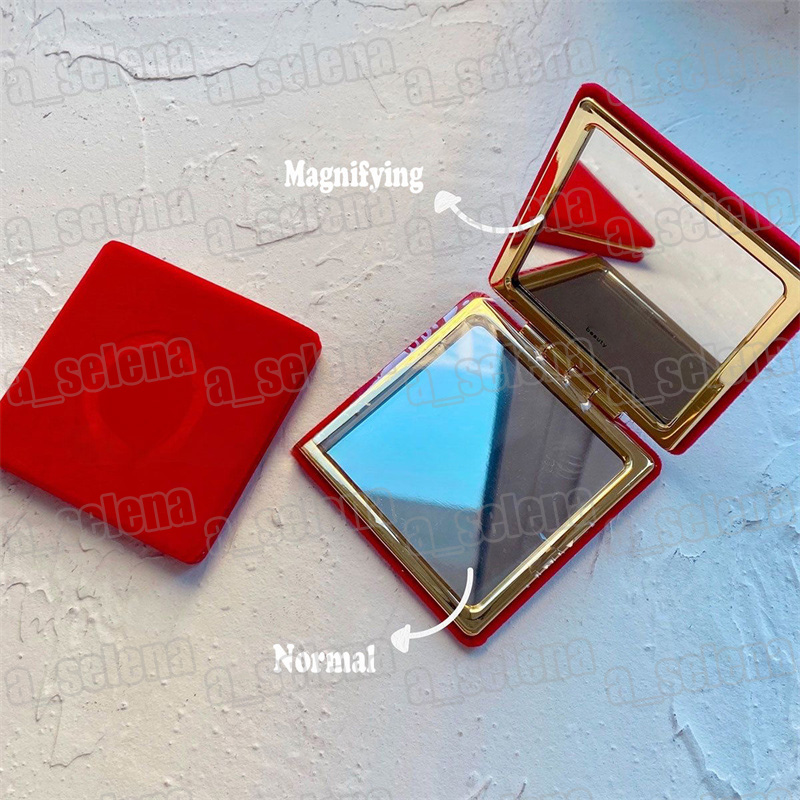 Marke Compact Mirrors Klassische Falten -Doppel -Seitenspiegel tragbarer Samt Make -up -Spiegel