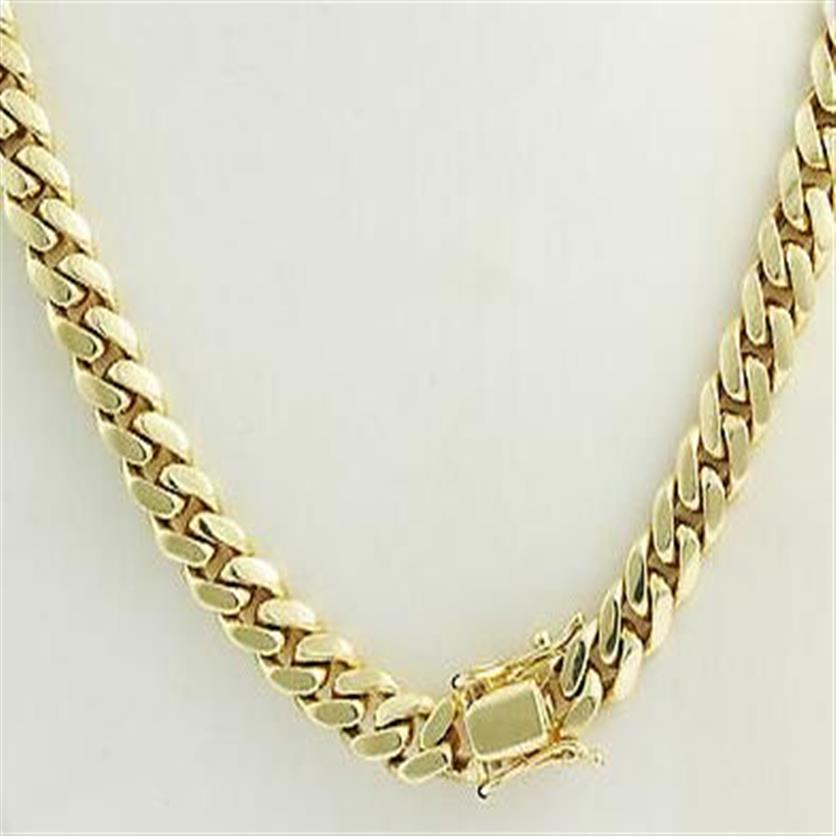 Collana a catena cubana Miami da uomo in oro giallo 14k lucidato 22 12 00mm240W