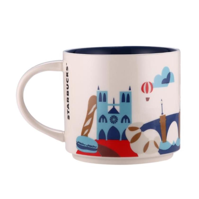 Capacité de 14 oz en céramique Starbucks City Mug France Cities Top top tasse avec boîte d'origine Paris City290c