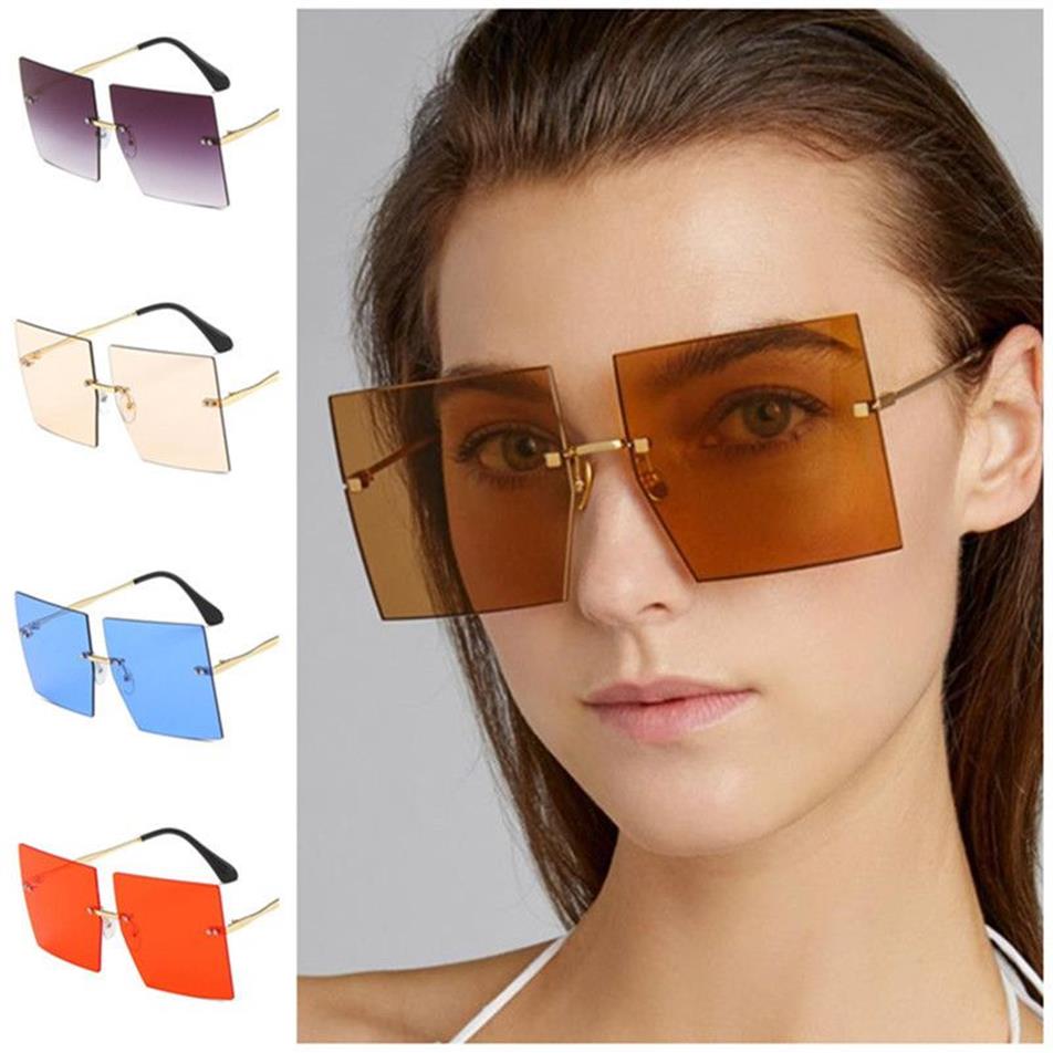 Donne della moda uomini occhiali da sole senza bordo in lega gamba occhiali da sole semplicità occhiali anti-uv occhiali quadrati oversize lenti occhiali ad267e