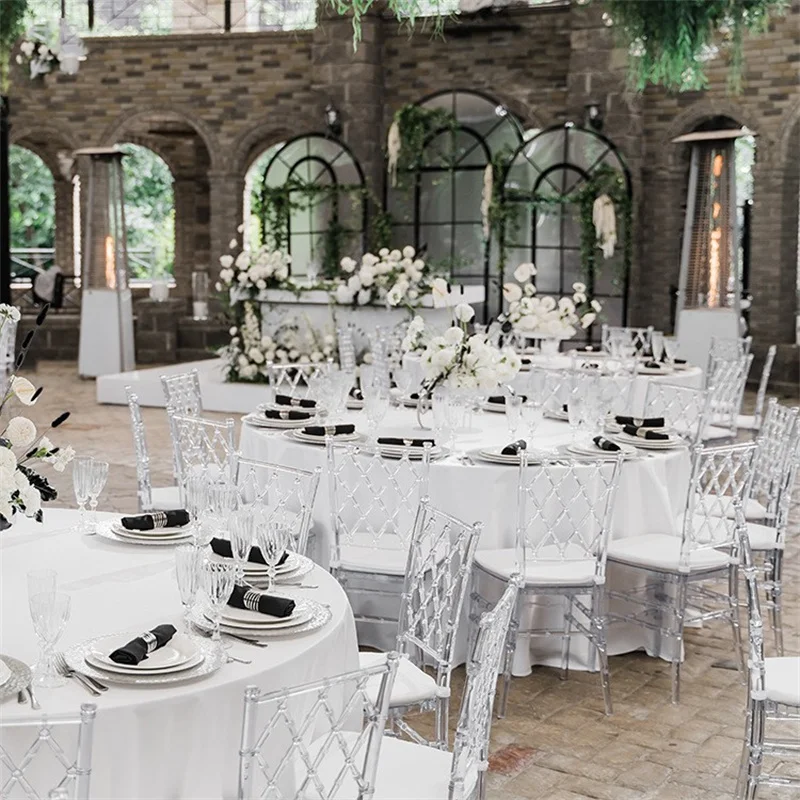 chaise en cristal transparent chaude détachable de la résine de résine de résine de résine pour moment de mariage ou fête d'hôtel