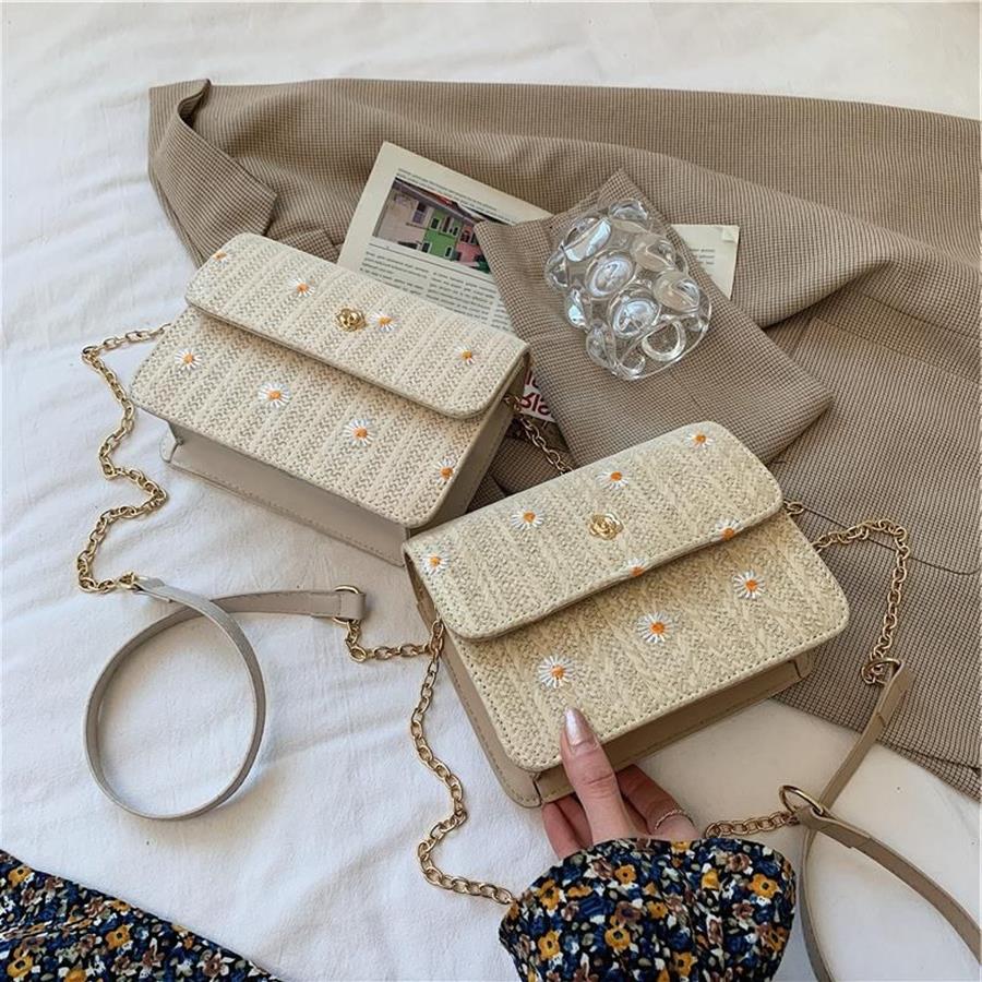 Kette Schulter Western Small Daisy gewebten Stil Handtasche 2021 New Girl Crossbody Summer Tasche Single Square Fashion LQDFV156s