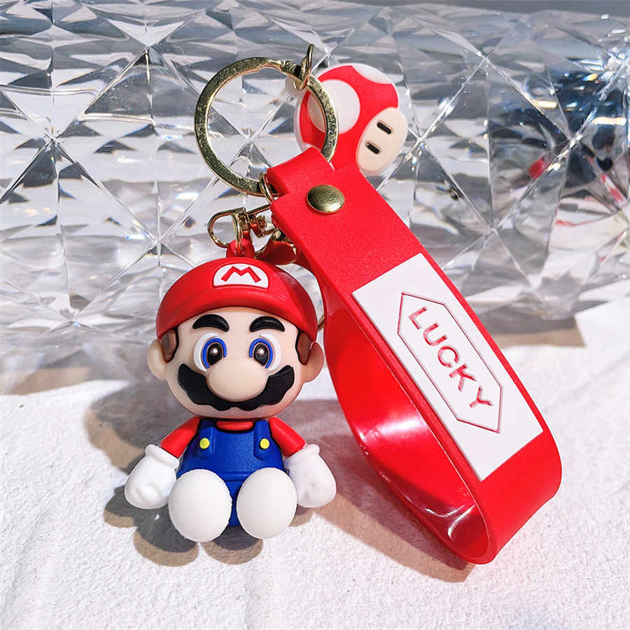 Cartoon PVC Keychain Super Mushroom Yoshi Nyckelkedja Bilväska Dekoration Key Ring Gummi Keychain