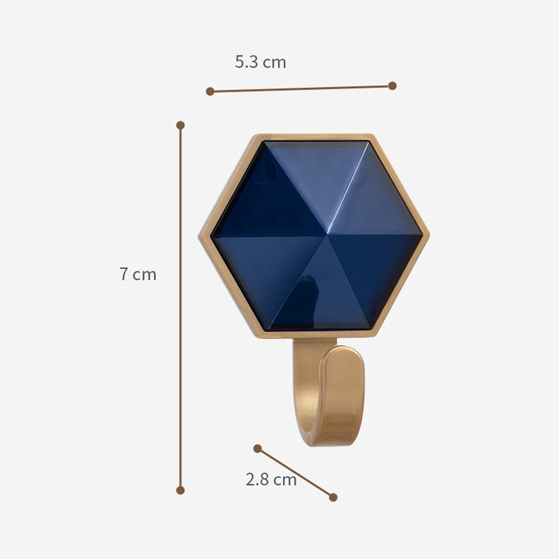 Crochets de conception élégant moderne Hook Hex Hook Agate Coffee Elemy Functional Wall Crows Hexagonal Punch-Free Design LX6299