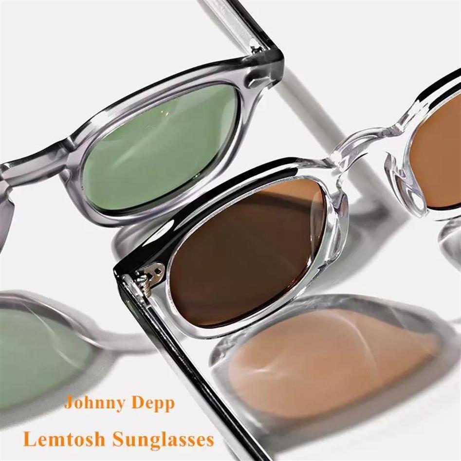 Solglasögon Johnny Depp Lemtosh Men polariserade vintage rund importerade acetat solglasögon kvinnor recept glasögon oculos276g