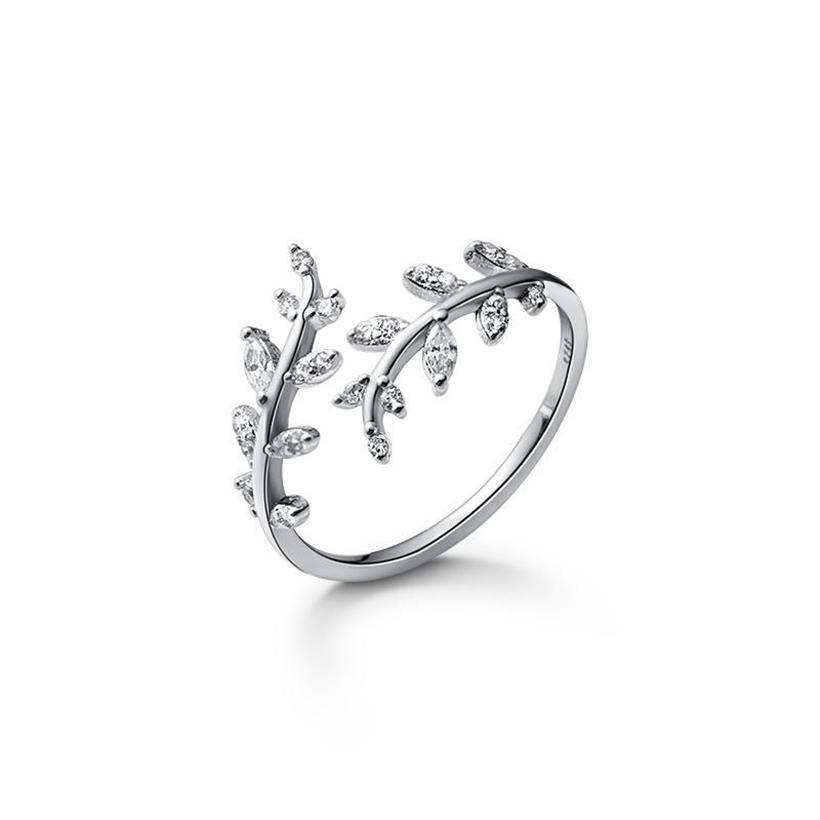 Pierścienie klastra 100 autentyczne real925 srebrne srebrne biżuteria mini cz zestaw oliwkowy gałąź pędu liści