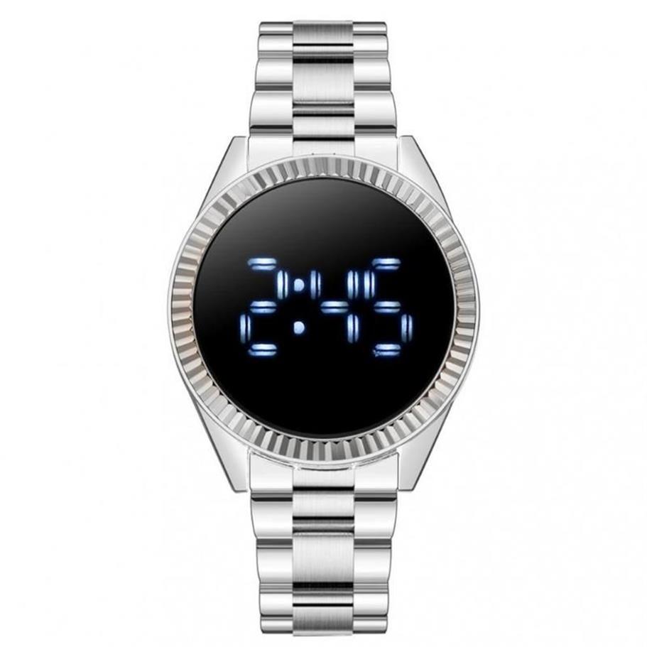 Arrivée mode LED montre bracelet en acier électronique Sport hommes en acier inoxydable écran tactile numérique montres 237u
