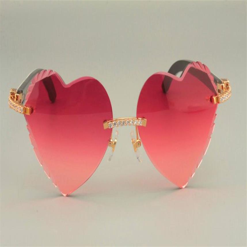 2019 -selling heart-shaped carved sunglasses fashion high-end diamond series natural mixed horn arm sunglasses 8300686-A size211k