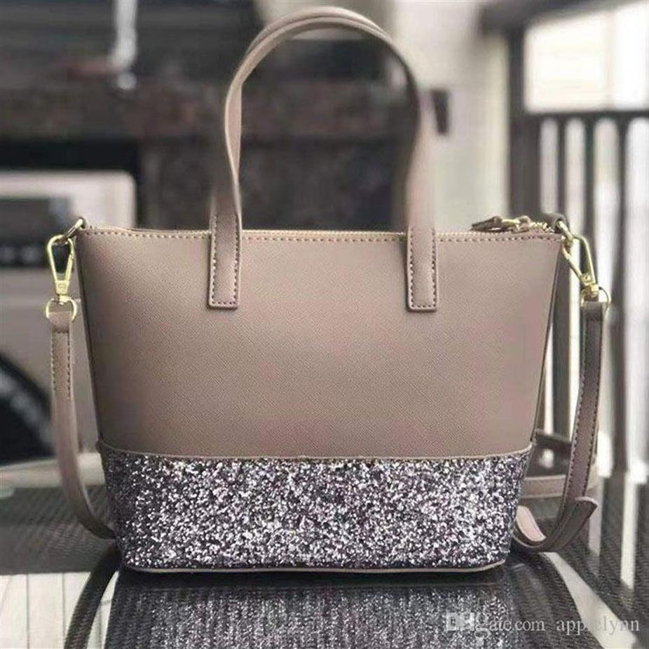 Brand Designer Femmes paillettes Sac à bandoulière Gris Hobos Crossbody Sacs Hands Sacs Posses Pu en cuir Patchwork Sacs2112