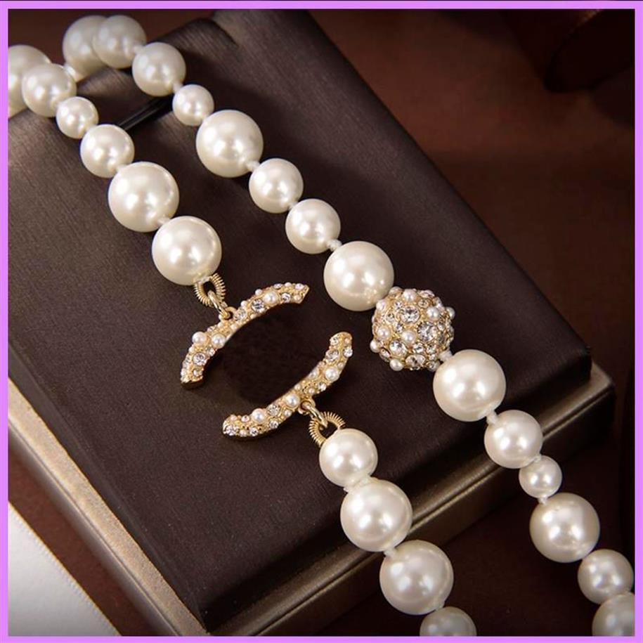 Perlenkette Damen Gold Mode Halsketten Designer Schmuck Damen Party Ketten Halskette mit Diamanten Accessoires Geschenke274D