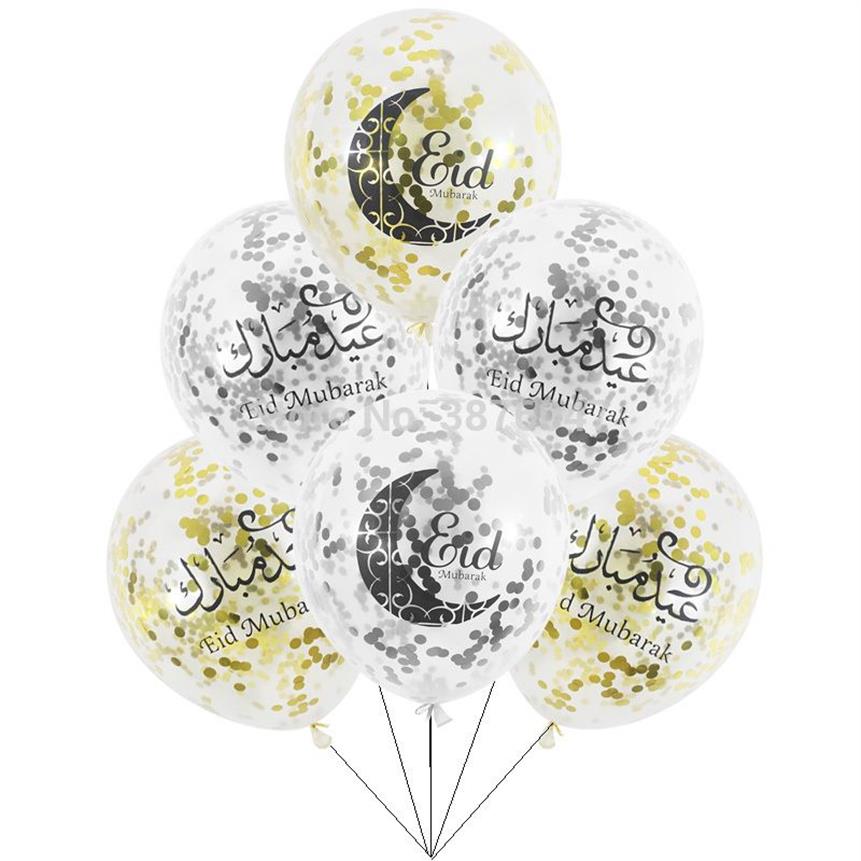 Globos Eid Mubarak, globos felices Eid, feliz Ramadán, decoración del Festival musulmán, Año Nuevo Islámico, confeti transparente 262c
