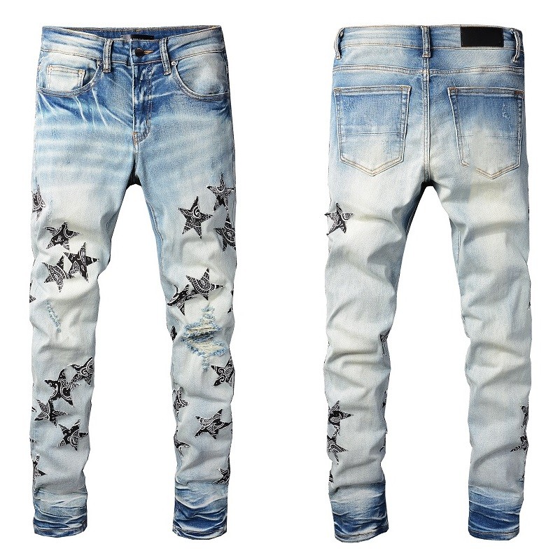 Designerjeans Herren Denim Stickhosen Mode Löcher Hosen US-Größe 28-40 Hip Hop Distressed Reißverschluss Hosen für männliche Hose aus der Straße Bein