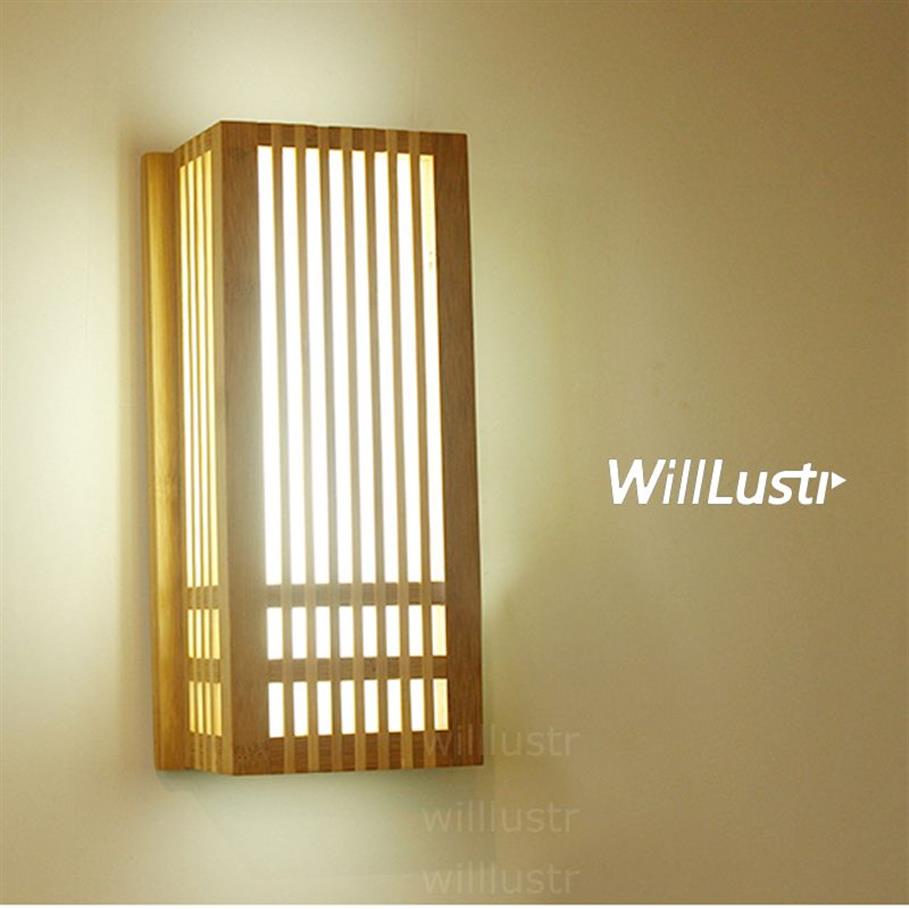 LED Bamboo Wall Sconce wood lamp Japan style lighting living room restaurant bar cafe el bedroom hall Izakaya lobby natural bam276d