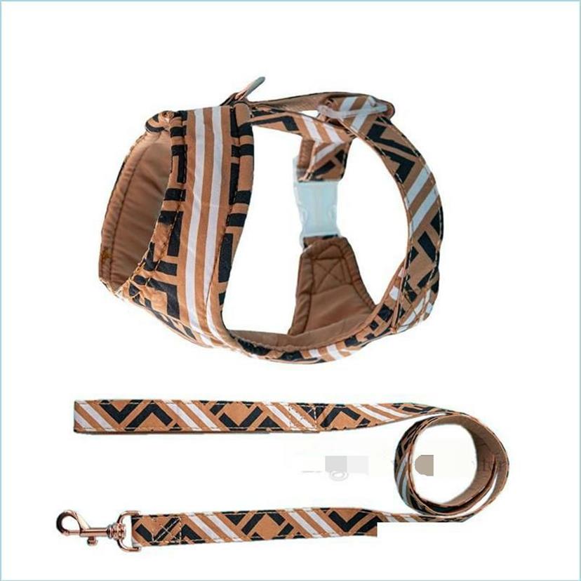 Coleiras de cachorro Leashes Designer Dog Harness Leashes Set com clássico carta padrão colete para cães pequenos passo ajustável no filhote de cachorro Harn287L