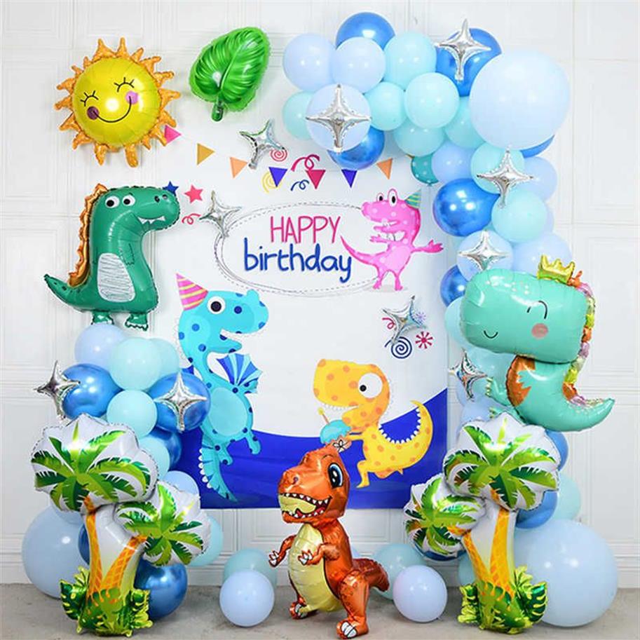 Dinosaurus Folie Ballonnen Guirlande Boog Kit Latex Ballon Keten Bos Dieren Verjaardagsfeestje Decoraties Kinderen Speelgoed Baby Douche G266r