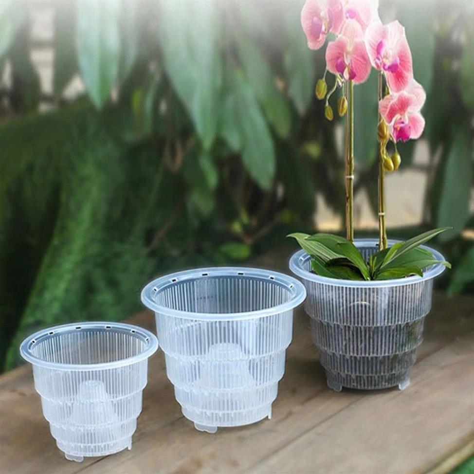 10 12 15cm Orchidée Clear Flower Pot Plastique à fente respirante Orchid Pots Flower Pots Plotters Breffable Orchid Pots Handmade259X