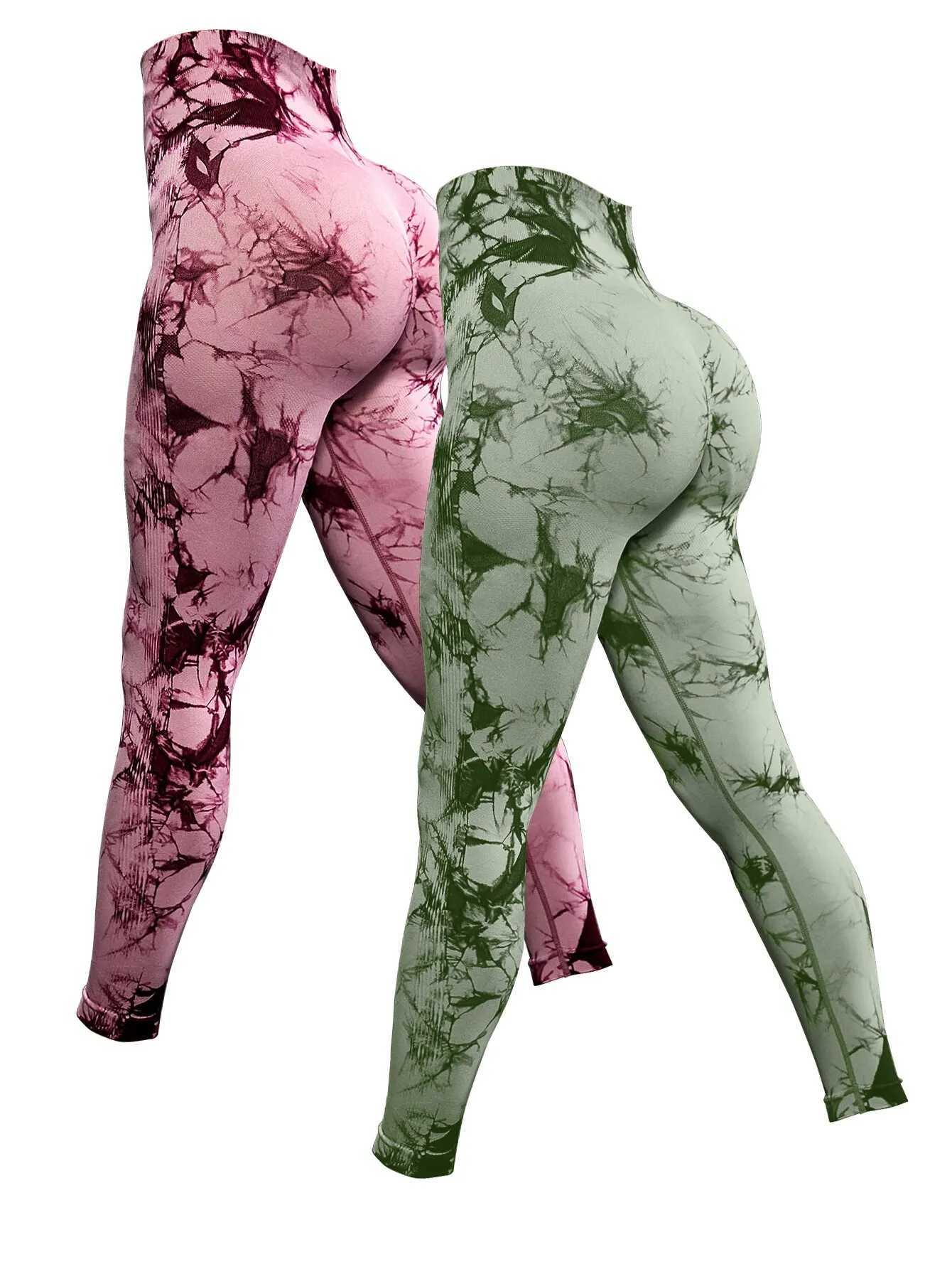 Tipe de yoga Tie Dye Pantalons de yoga Leggings sport 2 pièces sans couture push up push up collants Fitness Workout Leggins Gym Clothingl231221