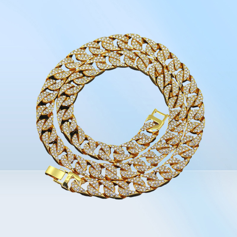 Iced Out Bling Rhinestone Golden Finish Link Chain ketting Men039S HI315O6963820