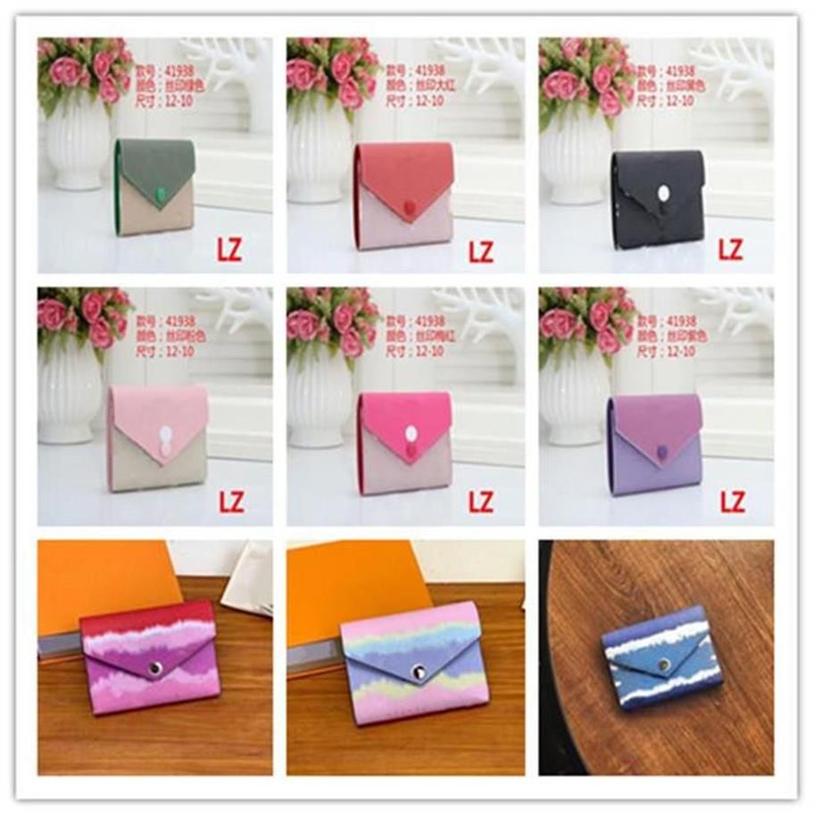 YQ Wallet Shibori Tie Dye Envelope Style Dames Summer 2021 Modepakket Multicolor kleuren Korte 3Voudige portemonnee205W293V