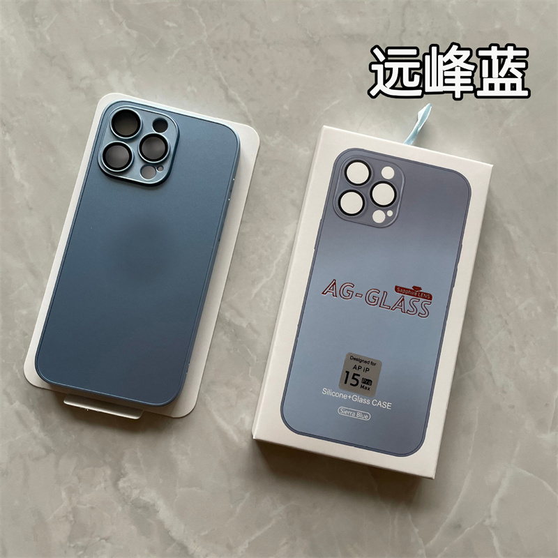 iPhone 15のAGシリコンマターガラス電話ケース15 14 13 12 Pro Max 11 Pro + Plus Lens Protect Back Cover Case with Gift Box