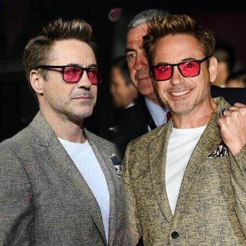 Güneş gözlüğü Robert Downey Red Lens Gözlük Moda Retro Erkekler Marka Tasarımcısı Asetate Frame Eyewear217p