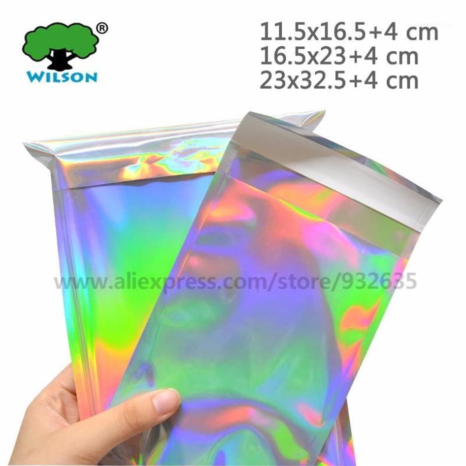 Self-seal Adhesive Courier Bags Laser Holographic Plastic Poly Envelope Mailer Postal Mailing Bags Cosmetic Underwear1303l