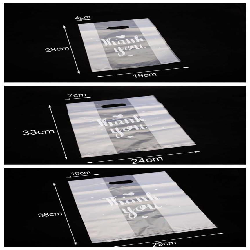 Спасибо Пластиковые подарочные пакеты Пластиковые пакеты для покупок Розничные сумки Сумка для вечеринок 50 шт. Лот 211026225J
