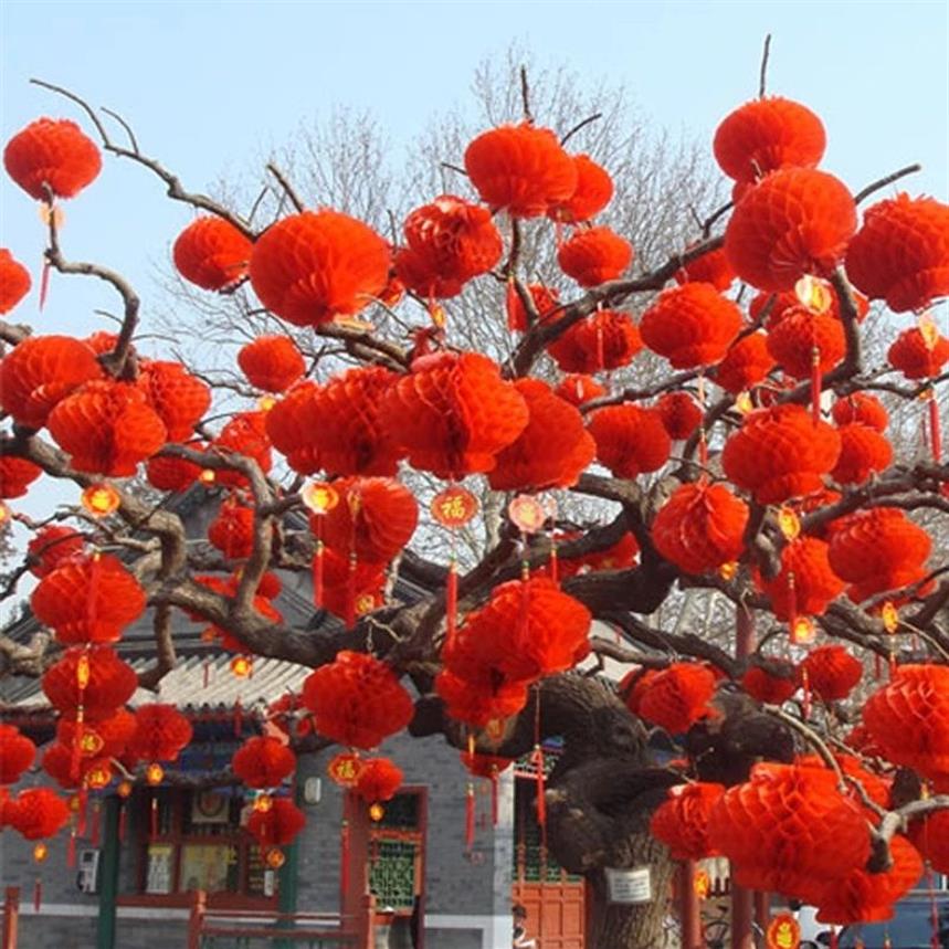 6 pouces Lanterne en papier rouge traditionnel chinois pour le Nouvel An Décoration de Noël suspendre les lanternes du festival imperméable 293b