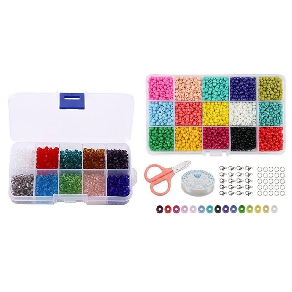 PCS BEADS DIY 4MM Facetado de bicone de vidro de vidro de vidro de vidro Seed 15 bolsas de joalheria de variedades multicoloridas