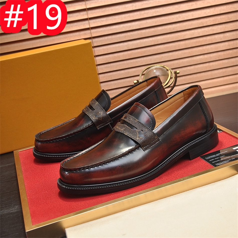 40modell för män Business Designer Dress Office Shoes Luxurious Crocodile Grain Leather Shoes Mens Buckle Casual Wedding Party Shoes Män lägenheter plus storlek 45