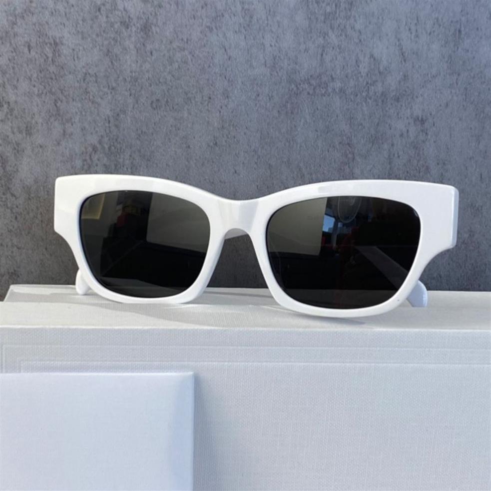 Lunettes de soleil pour les yeux de chat blanc carré blanc accessoires de mode pour les femmes avec Box256u