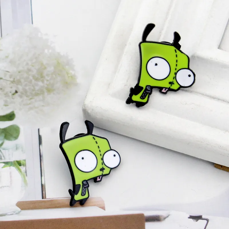 Invader Zim Brooch Funny Alien Brooches Pin Art Epoxy Brooch Bag Clothing Accessories Children Toy