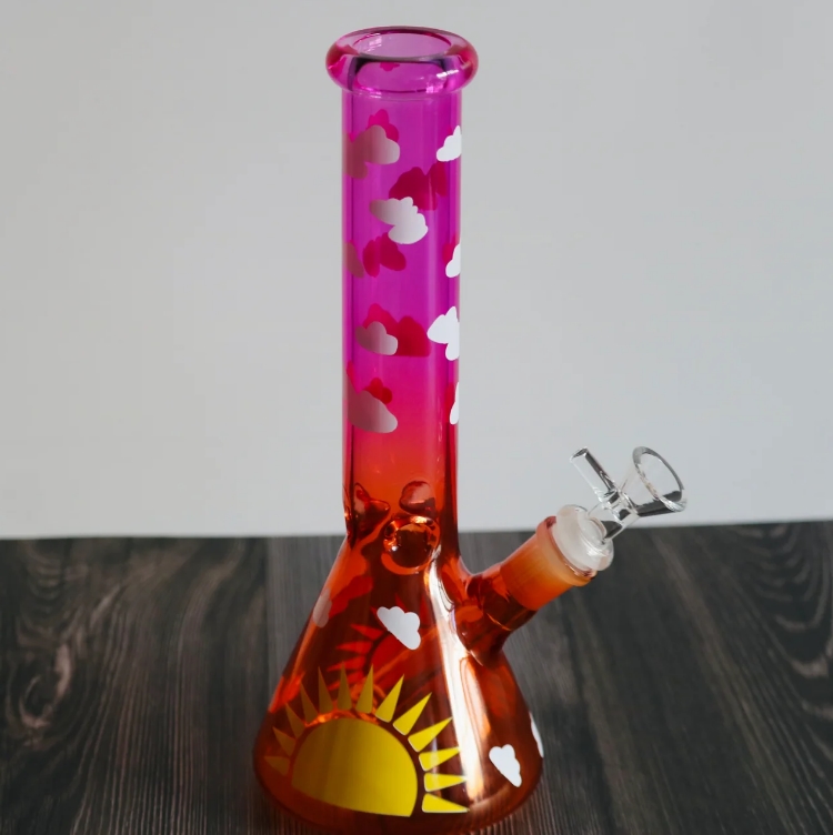 Tjock glasbägare bong vattenpipa röker vatten rör dab rigg downstem perc is catcher bubbler med 14 mm skål