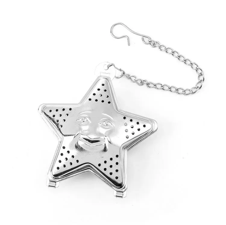 Star Tea Infuser With Chain Tea Strainer 304 Stainless Steel Tea Bag Kitchen Tools SN4282