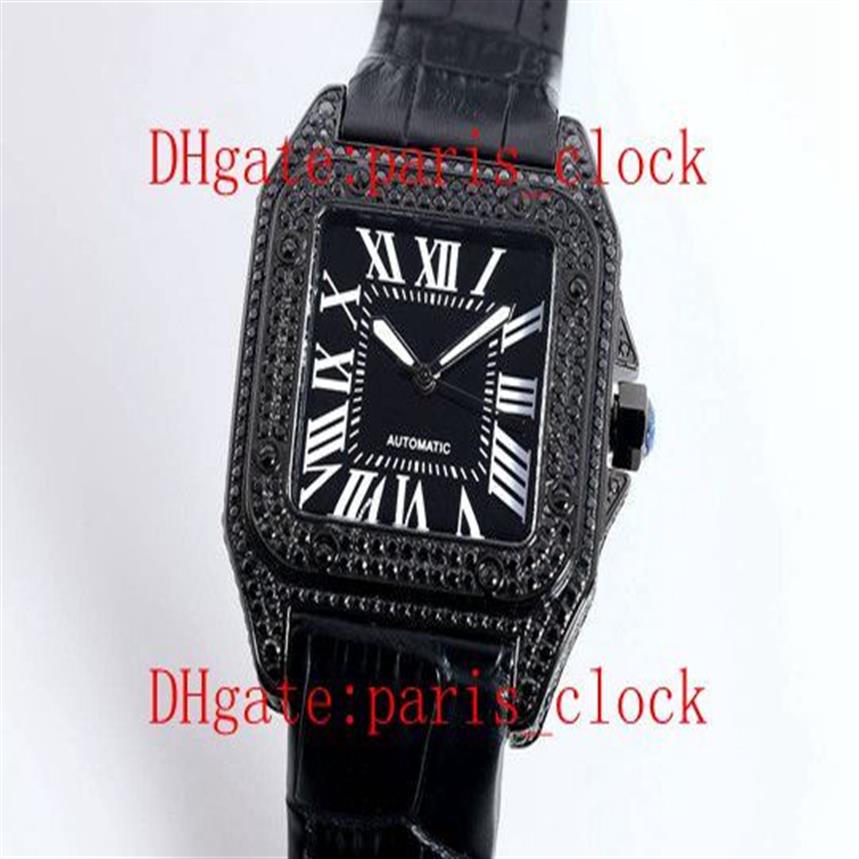 SF Style Men Watch 100 ذكرى الماس الماس Cal 2813 الحركة التلقائية مقاومة للارتداء المرآة الزجاجية حزام البقر D3129