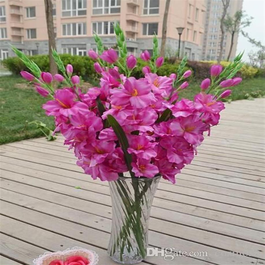 Fleur de glaïeul en soie 7 têtes pièce fausse épée lys pour centres de table de mariage fleurs décoratives artificielles 80 cm 251F